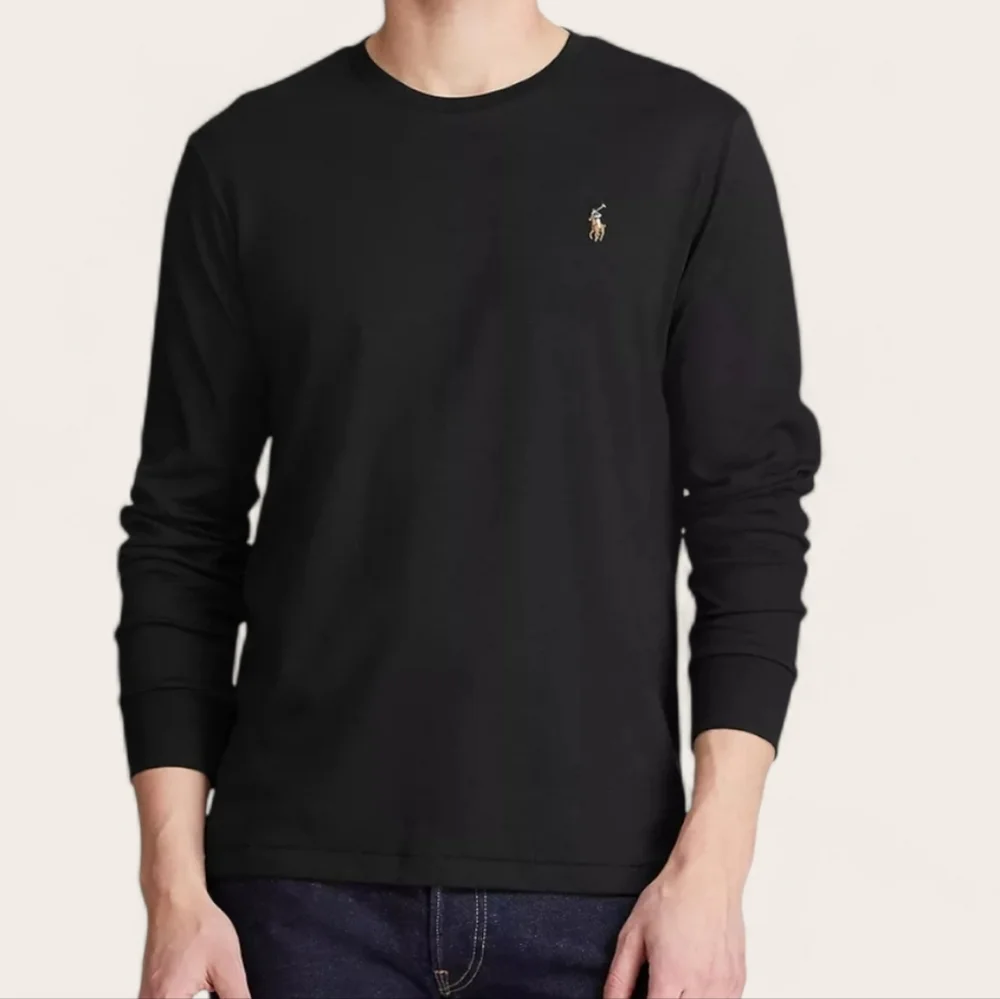 Polo Ralph Lauren men's L grey white pony logo long sleeve slim fit shirt